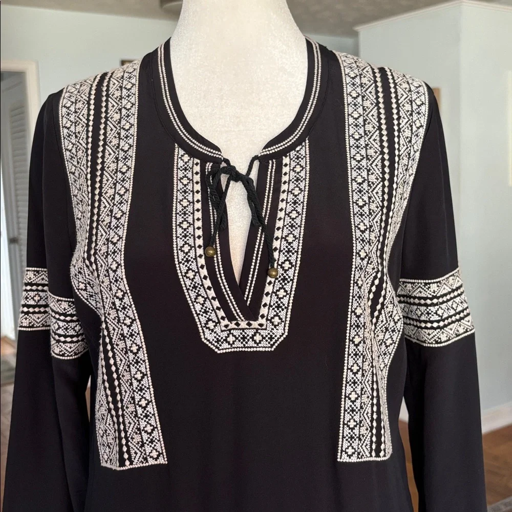 Veronica Beard Ignacio Embroidered Silk Shirt Dress | Excellent Condition - Picture 7 of 12
